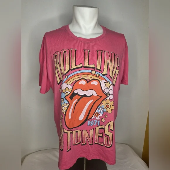 The Rolling Stones Size XXL Authentic UK Tour 1971 - Pink T-Shirt Ptp 24" - Picture 1 of 8